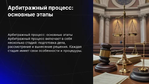 Арбитражный процесс и его стадии