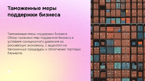 Таможенно-правовые меры поддержки бизнеса в условиях санкций