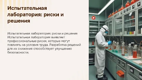 Испытательная лаборатория по условиям труда и профессиональные риски