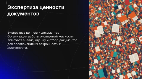 Организация работы экспертной комиссии по экспертизе документов
