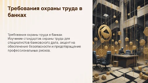 Исследование требований охраны труда в банковской деятельности