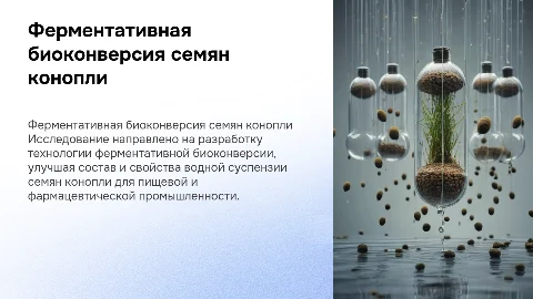 Разработка технологии ферментативной биоконверсии семян конопли