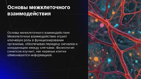 Основы межклеточного взаимодействия и физиология синапсов