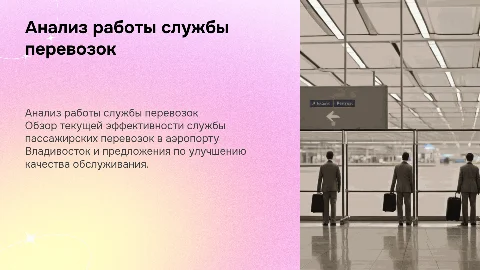 Анализ работы службы пассажирских перевозок в аэропорту Владивосток