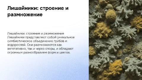 Лишайники. Строение, размножение, многообразие