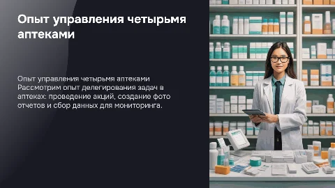 Опыт работы с 4 аптеками: делегирование задач на сотрудников
