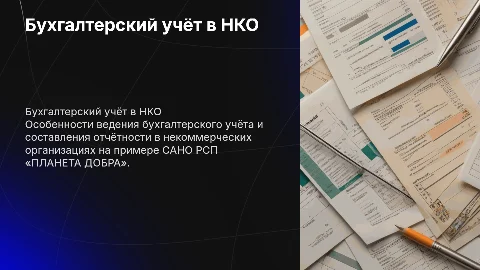 Организация бухгалтерского учёта в НКО: САНО РСП «ПЛАНЕТА ДОБРА»