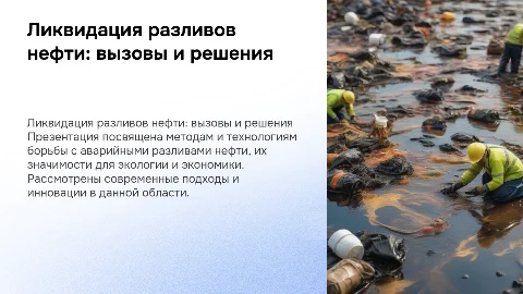 Презентация для защиты дипломной работы по ликвидации разливов нефти