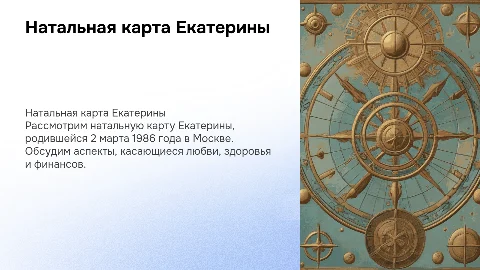 Натальная карта Екатерины: анализ любви, здоровья и денег