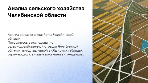 Анализ сельскохозяйственной отрасли в Челябинской области