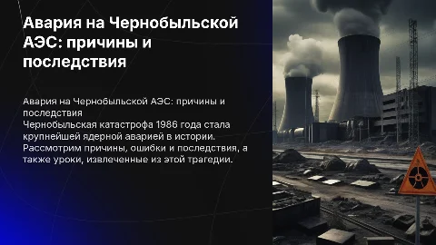 Авария на Чернобыльской АЭС: причины, последствия и уроки
