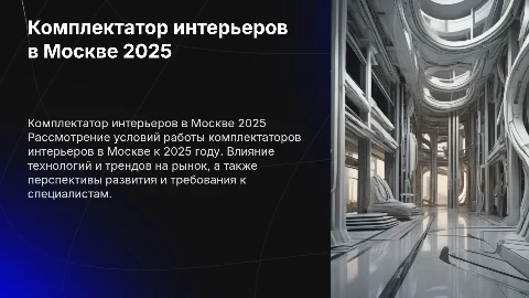 комплектатор интерьеров в г.москва 2025 год условия