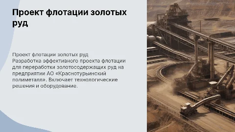Технический проект флотации золотосодержащих руд