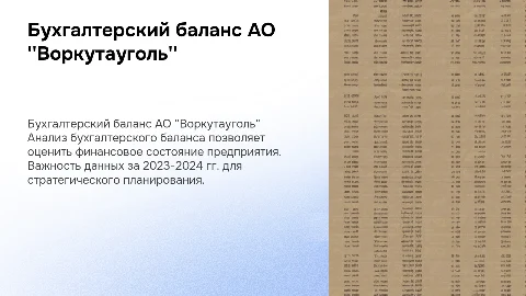 Анализ бухгалтерского баланса АО "Воркутауголь" 2023-2024