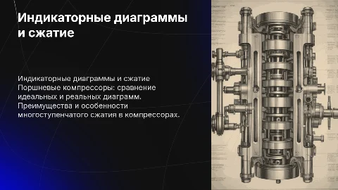 Индикаторная диаграмма поршневого компрессора и сжатие