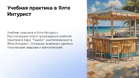 Прохождение учебной практики в Ялте интурист в баре газебо