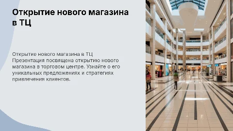 Презентация магазина в торговом центре