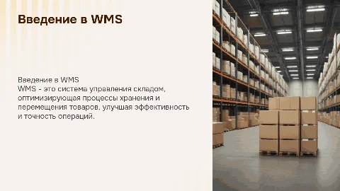 Учебная презентация WMS с инфографикой и минимумом текста