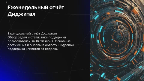 Отчёт Диджитал за 16-20 июня: задачи и статистика