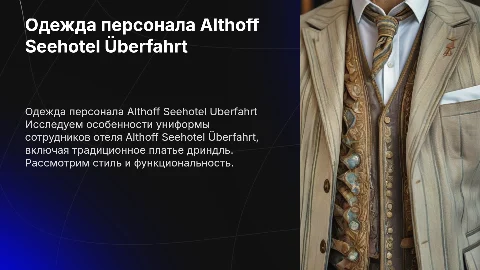 Особенности одежды персонала гостиницы Althoff Seehotel Überfahrt
