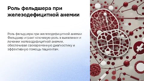 Деятельность фельдшера в диагностике и лечении анемии