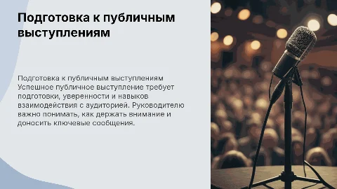 Подготовка руководителя к публичному выступлению
