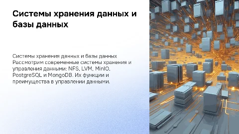 Системы хранения данных и базы данных: NFS, LVM, MinIO, PostgreSQL