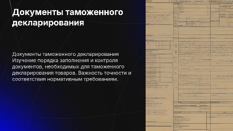 Презентация диплома: документы таможенного декларирования