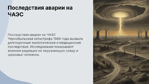 проект последствия катастрофы на чернобыльской аэс