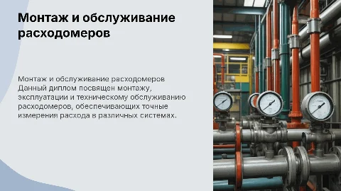 Презентация к диплому: монтаж и обслуживание расходомеров