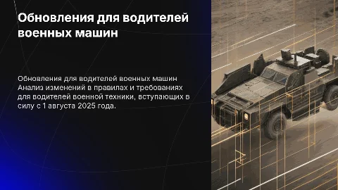 Изменения для водителей военных машин на 1 августа 2025