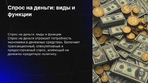 Спрос на деньги, его виды и функции