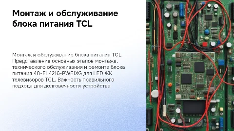 Монтаж и обслуживание блока питания 40-EL4216-PWE1XG для TCL