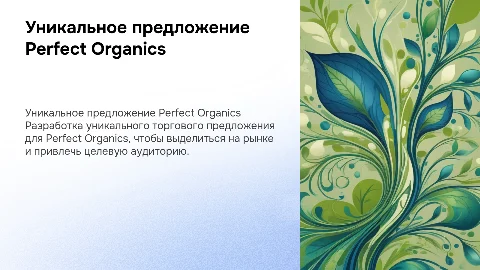 Создание уникального торгового предложения компании Perfect Organics