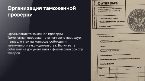 Организация и проведение таможенной проверки