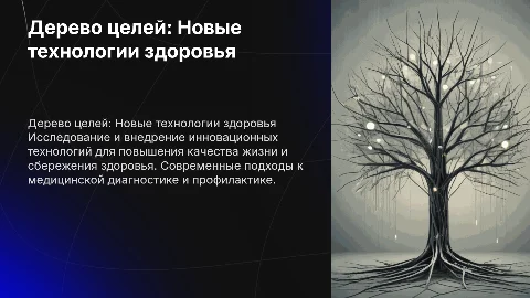 дерево целей на тему Новые технологии сбережения здоровья