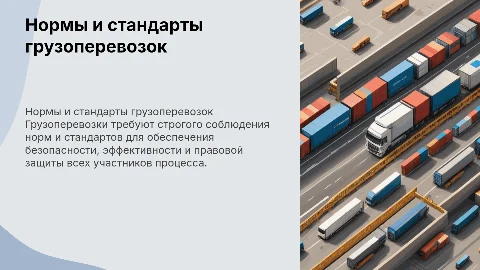 Нормы, стандарты и правил при грузовых перевозках