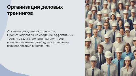 Презентация проекта по организации деловых тренингов