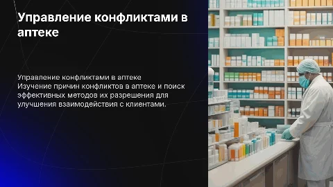 Рассмотрение и разрешение конфликтные ситуации в аптеке