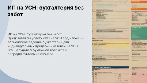 Абонентское ведение ИП на УСН 6%: Бухгалтерия под ключ