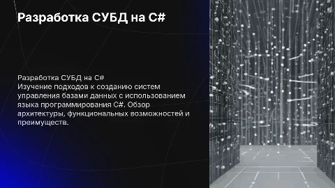 Разработка СУБД на языке C#