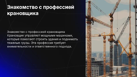 Знакомство с профессией крановщика 2 класс