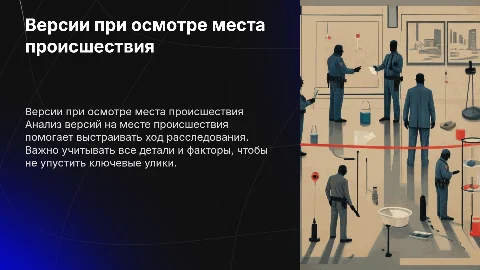 ВЕРСИИ ПРИ ОСМОТРЕ МЕСТА ПРОИСШЕСТВИЯ