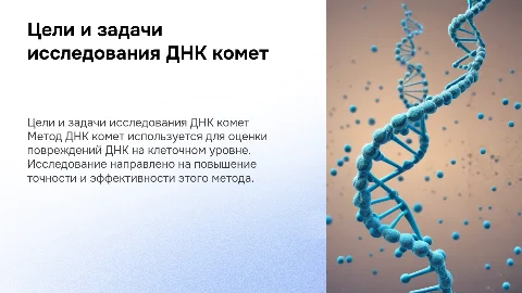 Цели и задачи исследования Метода ДНК комет