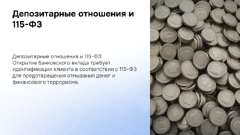 Депозитарные отношения и открытие банковского вклада по 115-ФЗ