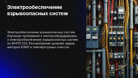 Требования к электрообеспечению взрывоопасных систем по ФНПП 533