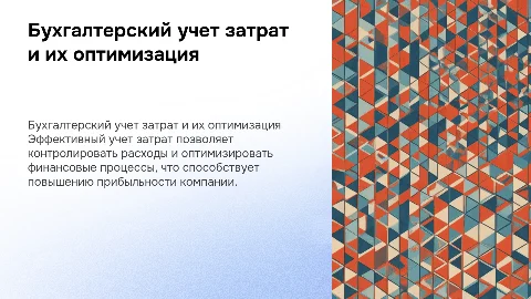 Бухгалтерский учет затрат и их оптимизация