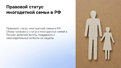ПРАВОВОЙ СТАТУС МНОГОДЕТНОЙ СЕМЬИ В РФ
