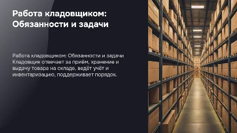 работа кладовщиком и её обязанности