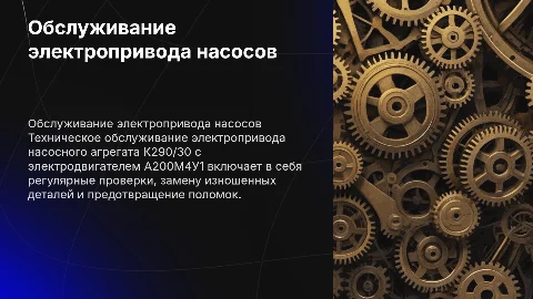 Техническое обслуживание электропривода насосного агрегата К290/30